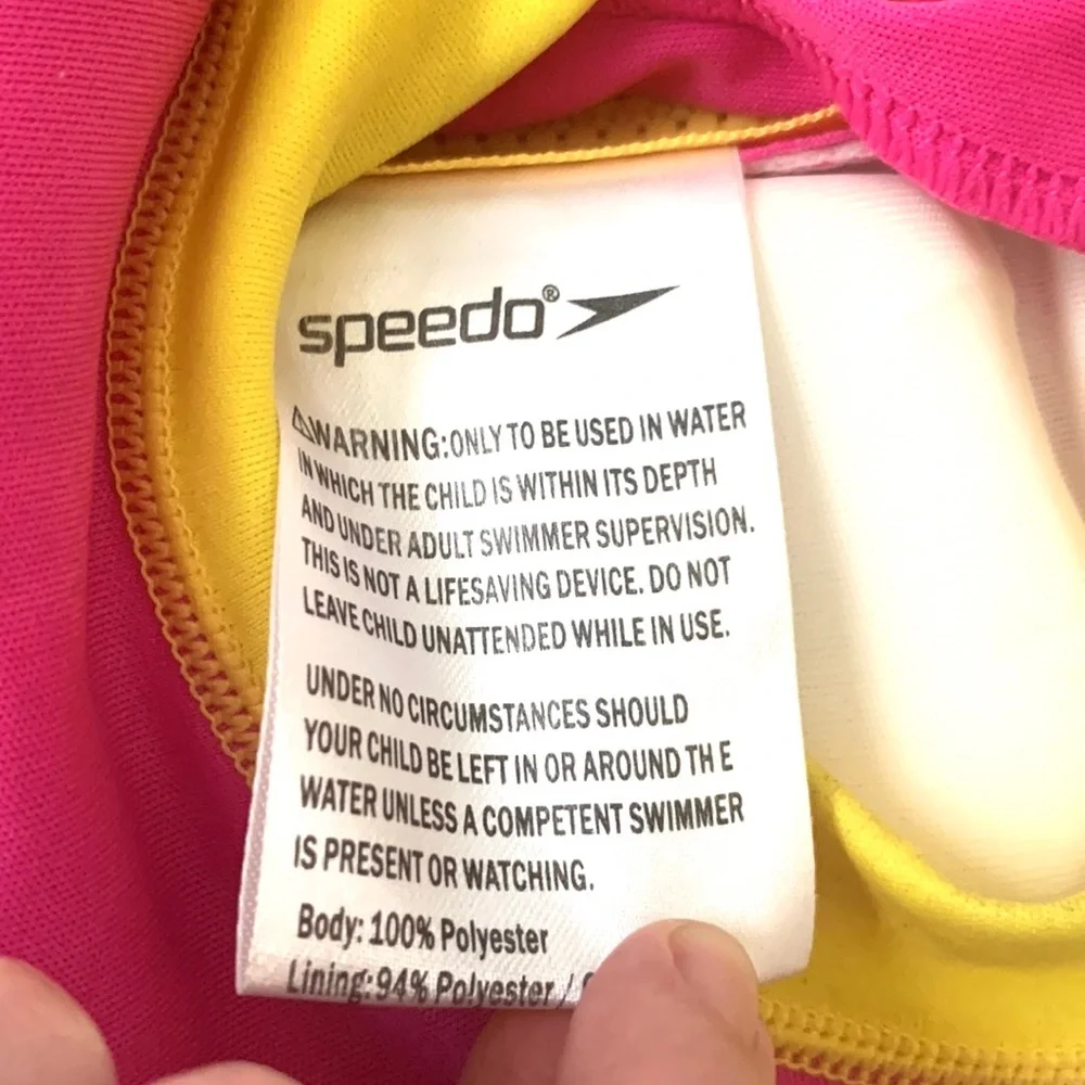 Speedo Kids UV Floatation Suit Girls S/M Pink Yellow Life Jacket Swimsuit Swim